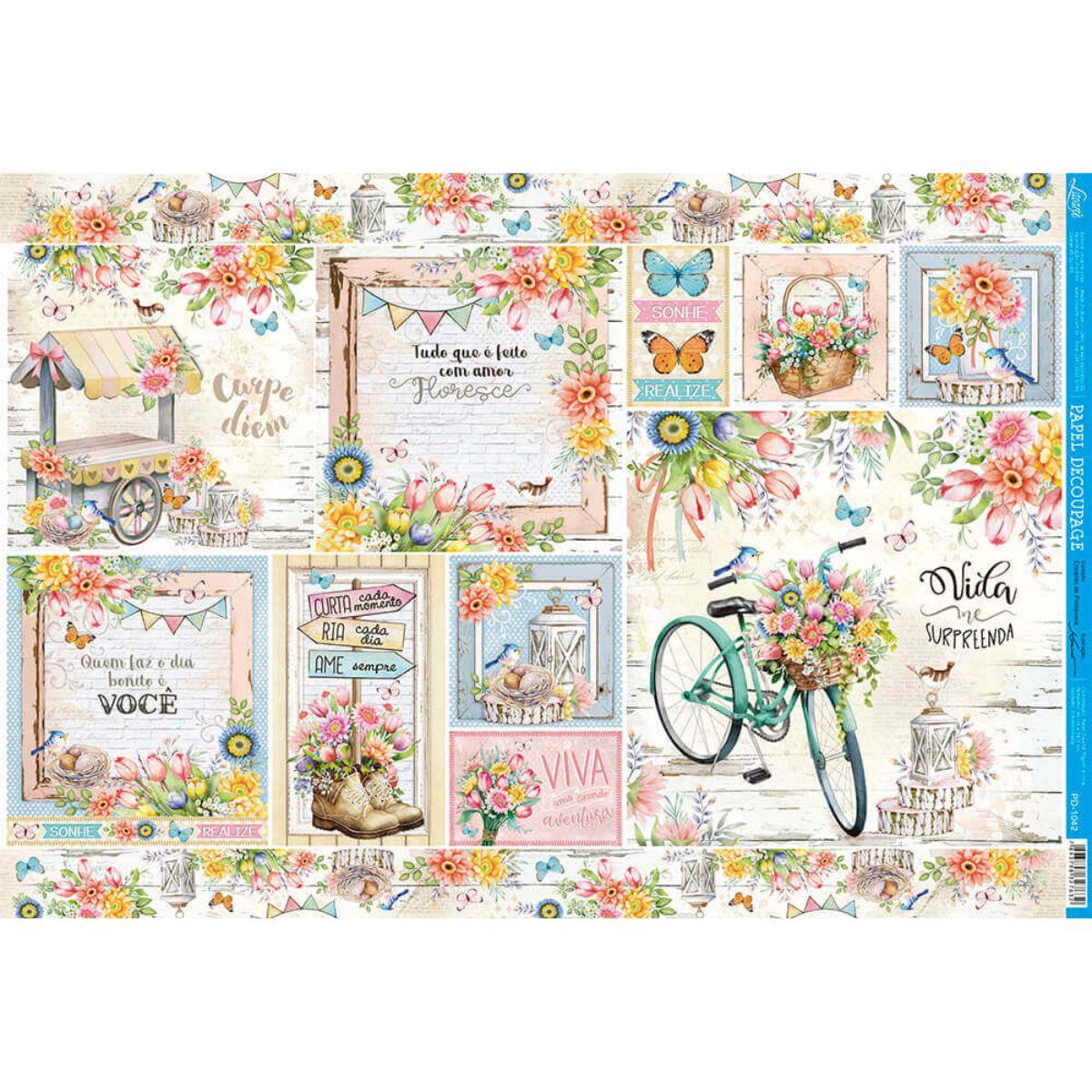 Papel Decoupage Litoarte PD-1042 Jardim 49x34,3cm - Palácio da Arte