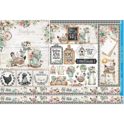 Papel Decoupage Litoarte PD-1046 Vida na Fazenda 49x34,3cm - Palácio da Arte