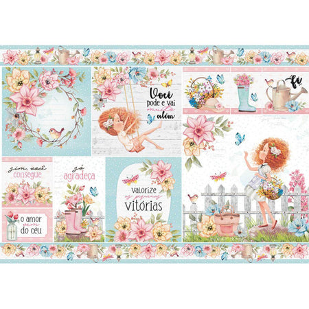 Papel Decoupage Litoarte PD-1053 Floresça Cards 49x34,3cm - Palácio da Arte