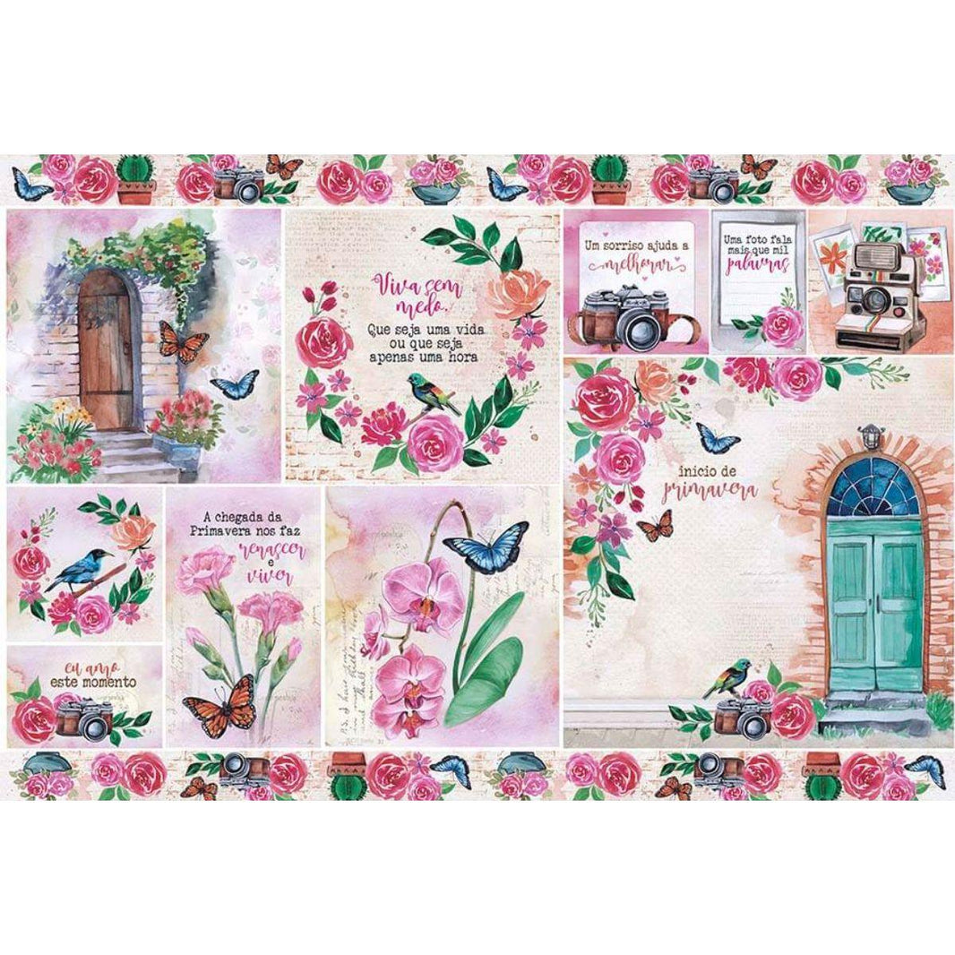 Papel Decoupage Litoarte PD-1056 Frases e Jardim 49x34,3cm - Palácio da Arte