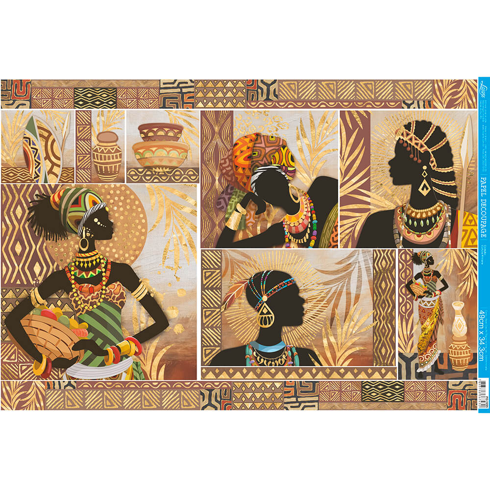 Papel Decoupage Litoarte PD-1095 Cultura Africana 49x34cm - Palácio da Arte