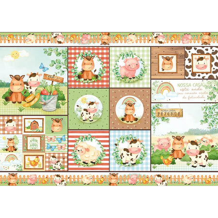 Papel Decoupage Litoarte PD-1096 Doce Fazendinha 49x34cm - Palácio da Arte