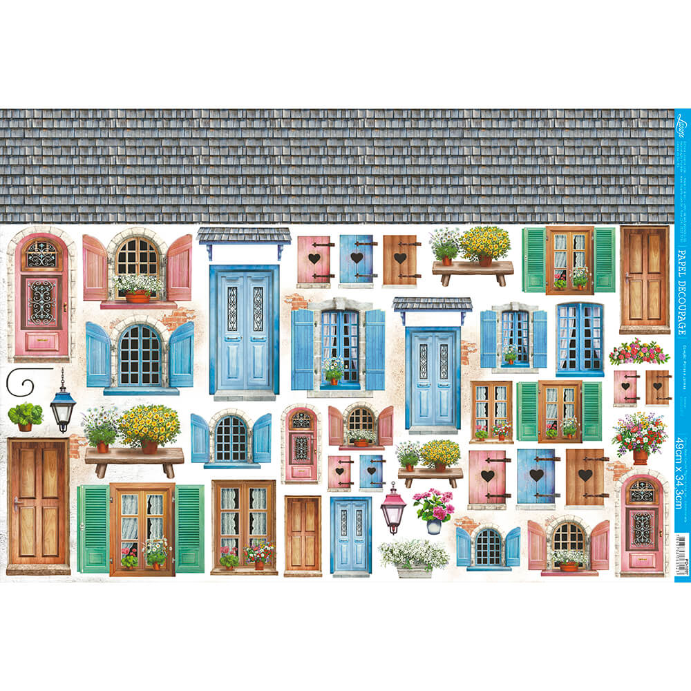 Papel Decoupage Litoarte PD-1097 Portas e Janelas II 49x34cm - Palácio da Arte