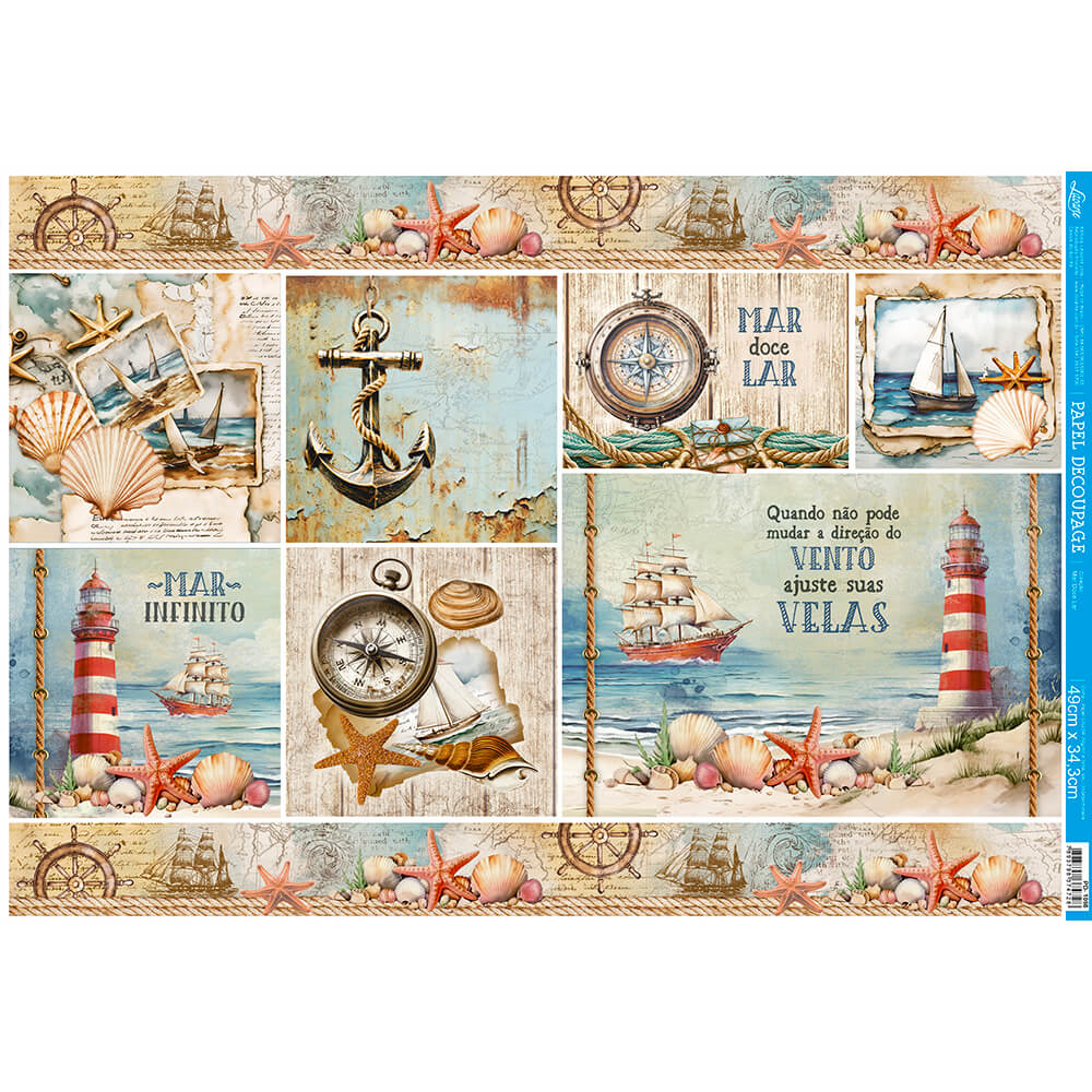 Papel Decoupage Litoarte PD-1098 Mar Doce Lar 49x34cm - Palácio da Arte