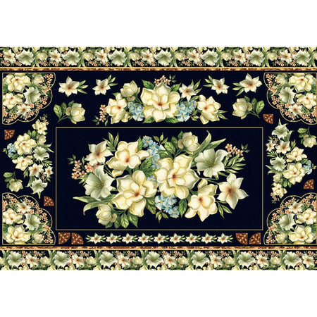 Papel Decoupage Litoarte PD-157 Flores com Fundo Preto 49x34,3cm - Palácio da Arte