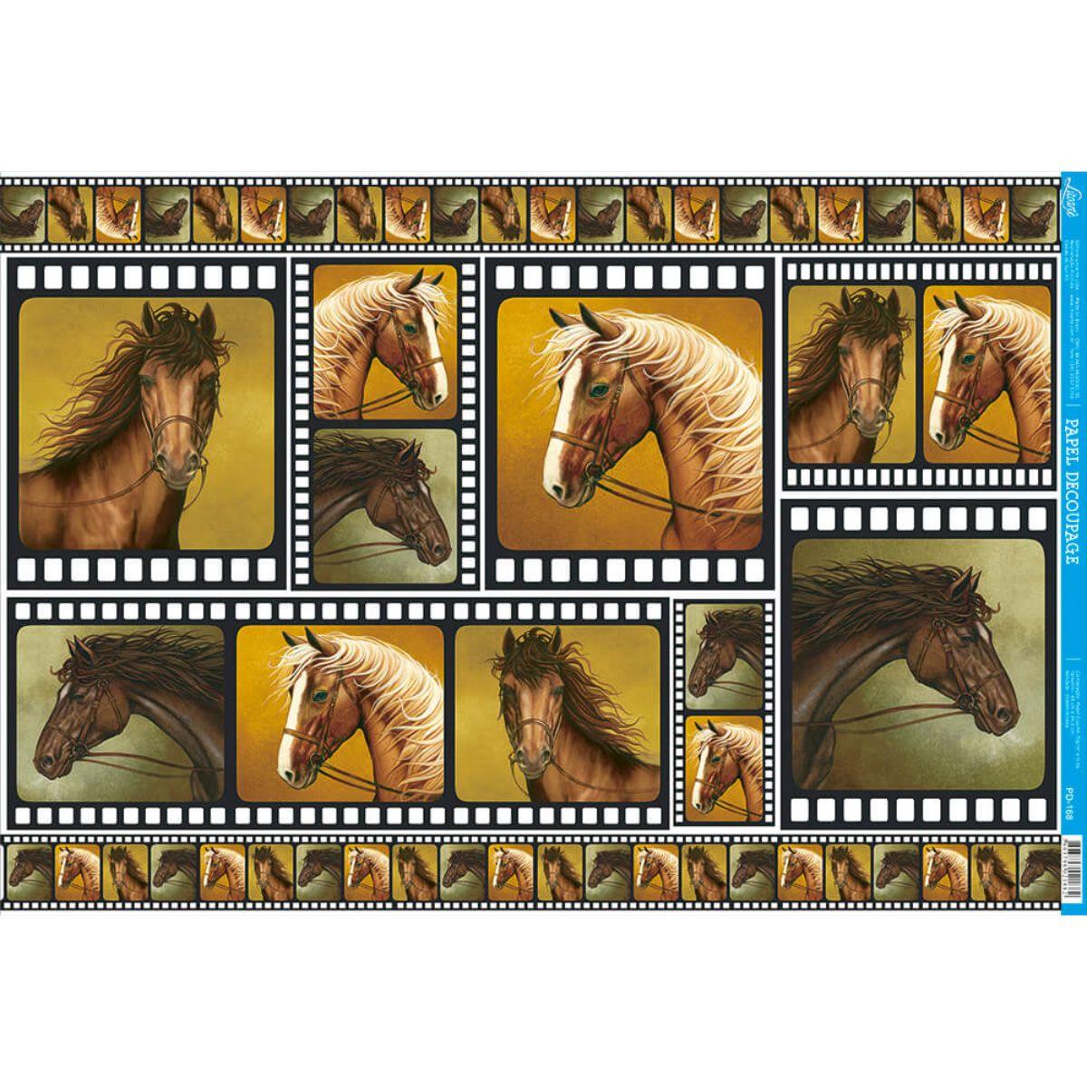 Papel Decoupage Litoarte PD-168 Cavalos I 49x34,3cm - Palácio da Arte