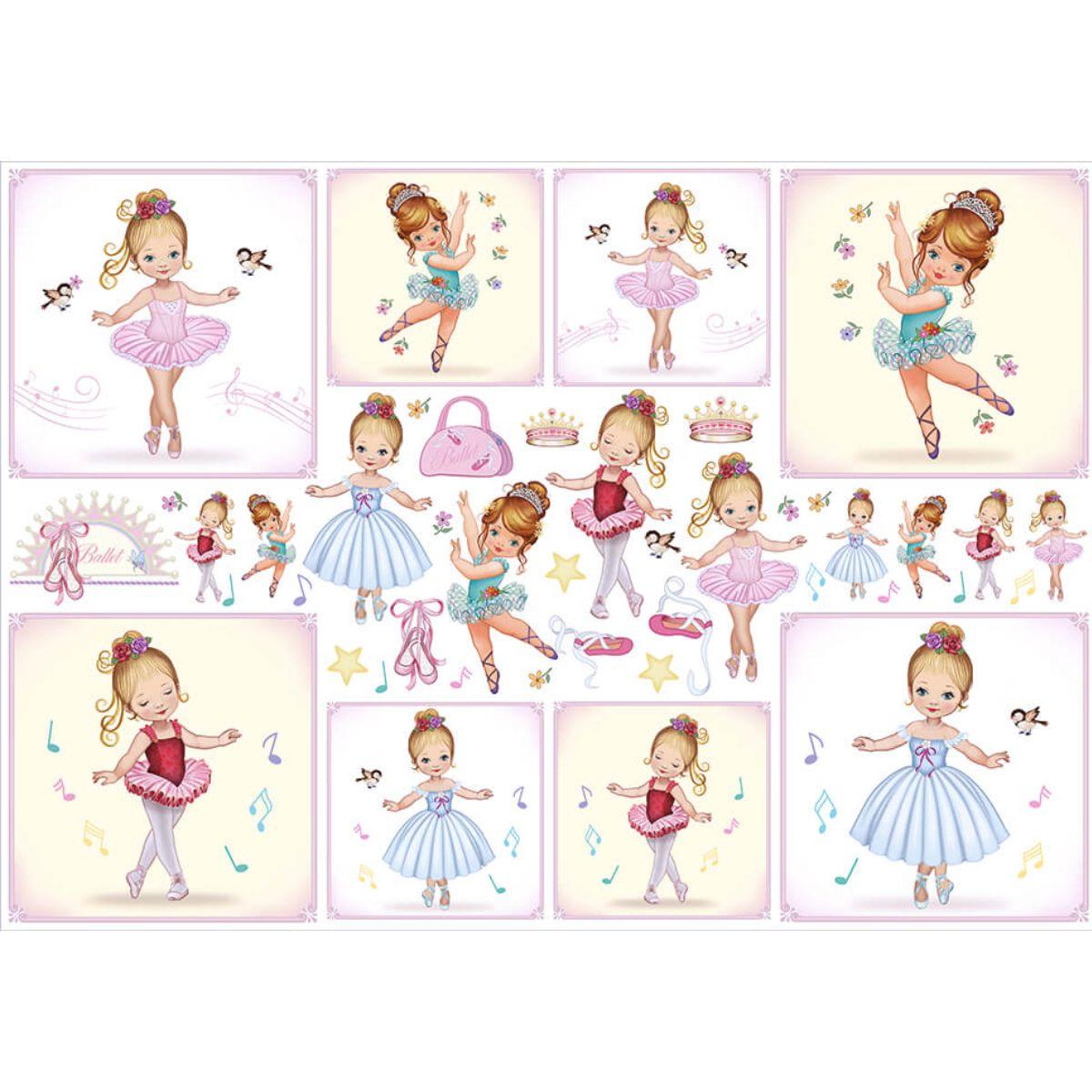 Papel Decoupage Litoarte PD-194 Bailarinas na Ponta do Pé 49x34,3cm - Palácio da Arte