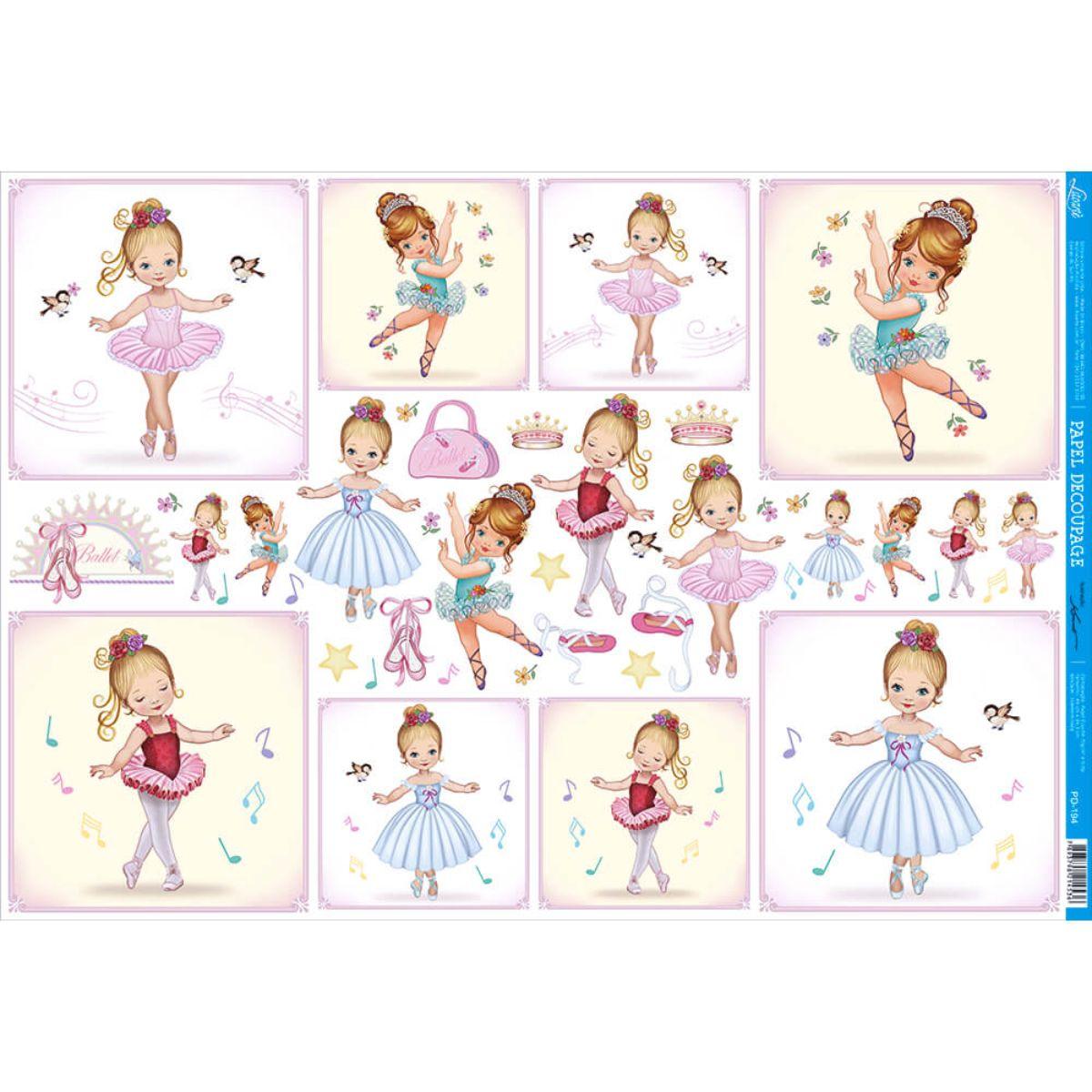 Papel Decoupage Litoarte PD-194 Bailarinas na Ponta do Pé 49x34,3cm - Palácio da Arte