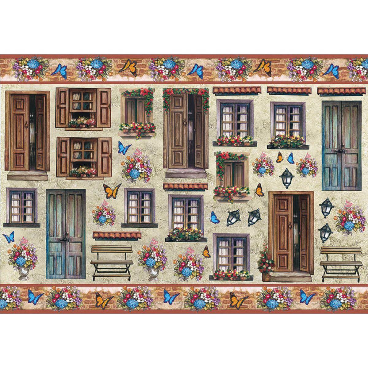 Papel Decoupage Litoarte PD-216 Portas e Janelas I 49x34,3cm - Palácio da Arte