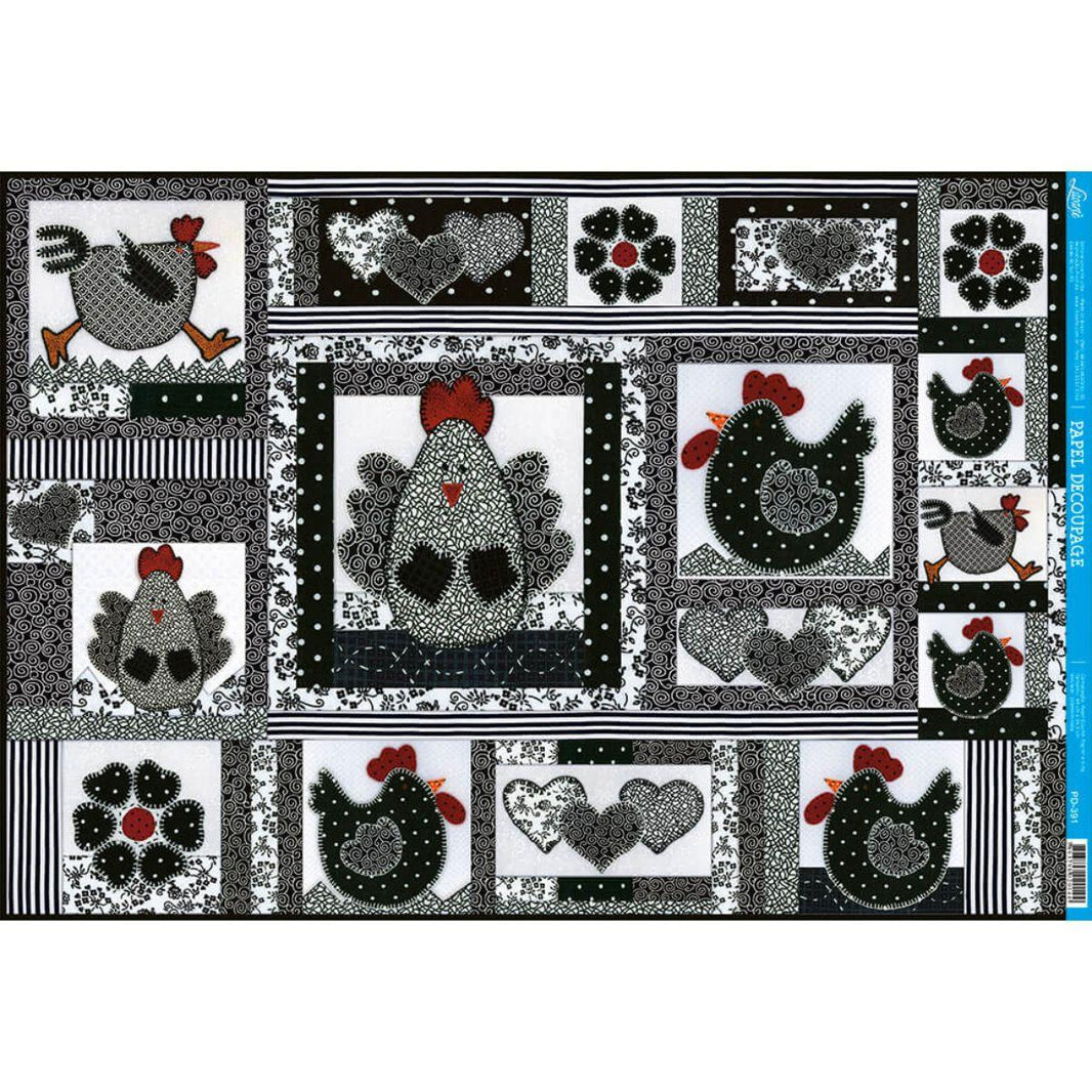 Papel Decoupage Litoarte PD-391 Patch Galinha 49x34,3cm - Palácio da Arte
