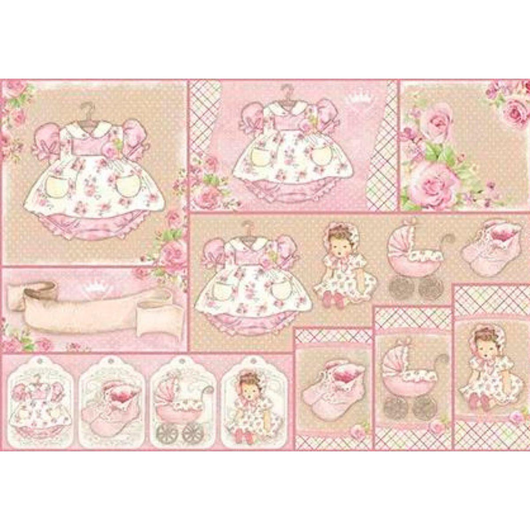 Papel Decoupage Litoarte PD-414N Bebê Menina 49x34,3cm - Palácio da Arte