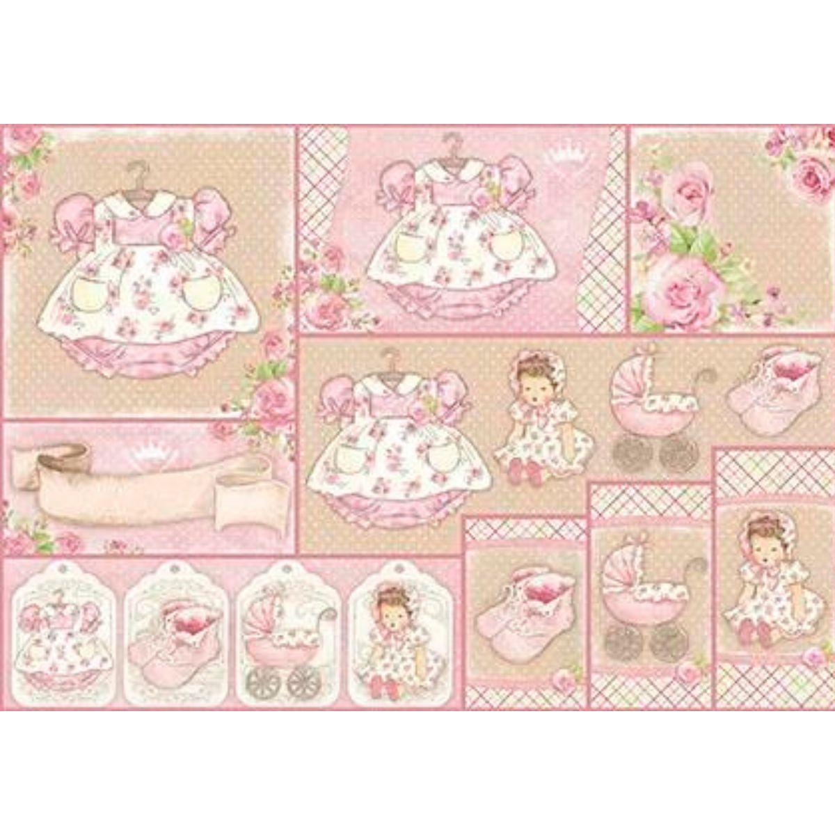 Papel Decoupage Litoarte PD-414N Bebê Menina 49x34,3cm - Palácio da Arte