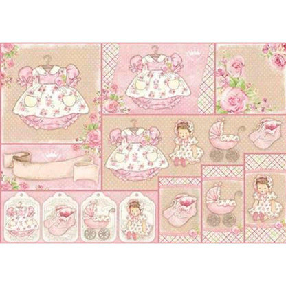 Papel Decoupage Litoarte PD-414N Bebê Menina 49x34,3cm - Palácio da Arte