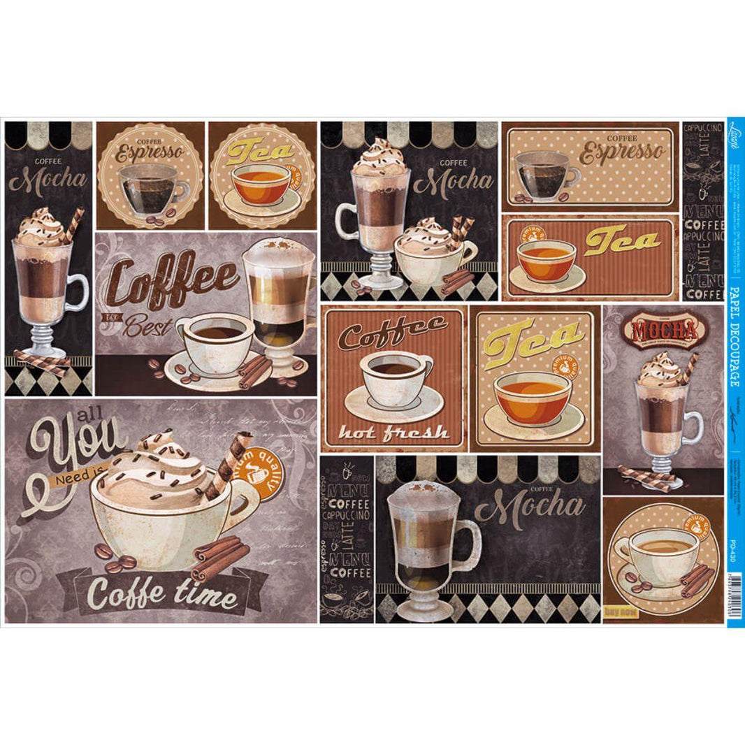 Papel Decoupage Litoarte PD-430 Café Vintage 49x34,3cm - Palácio da Arte