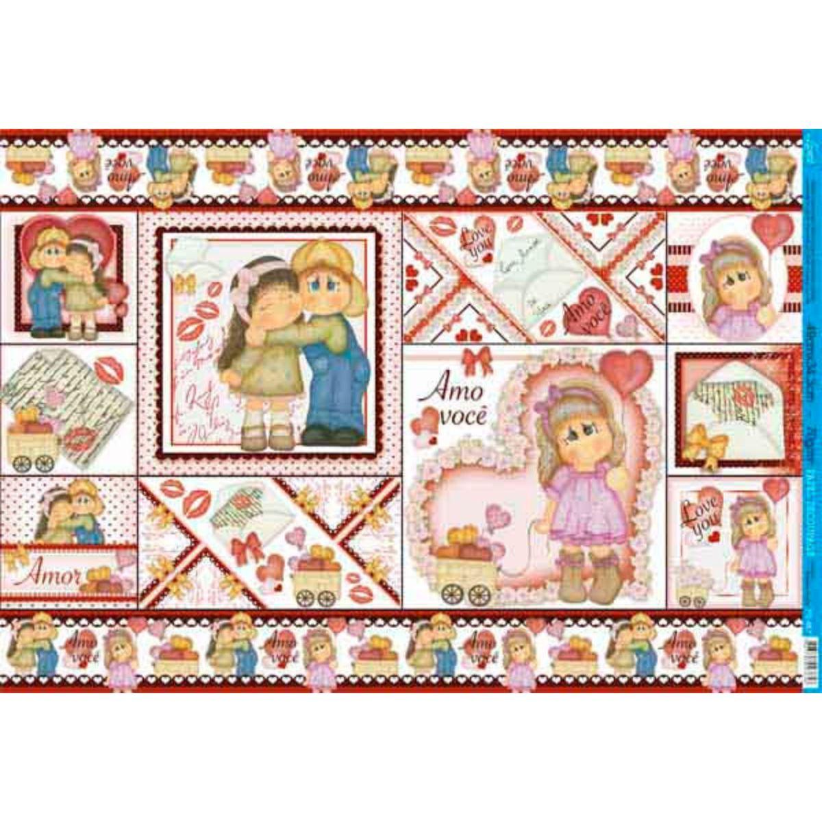 Papel Decoupage Litoarte PD-667 Amo Você 49x34,3cm - Palácio da Arte