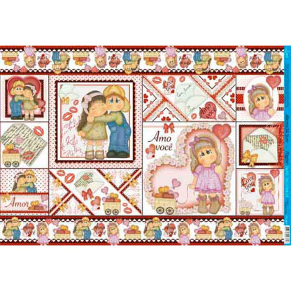 Papel Decoupage Litoarte PD-667 Amo Você 49x34,3cm - Palácio da Arte
