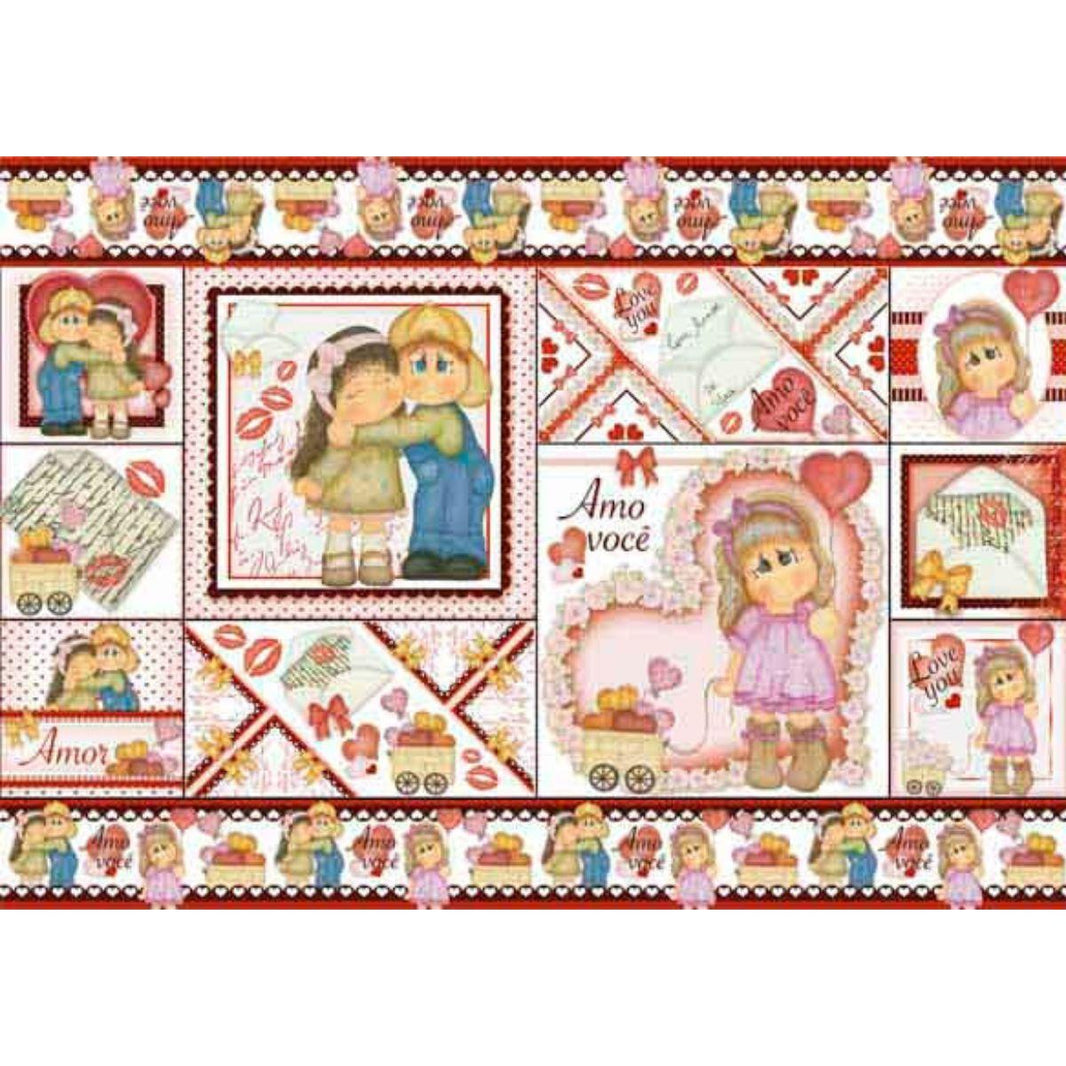 Papel Decoupage Litoarte PD-667 Amo Você 49x34,3cm - Palácio da Arte