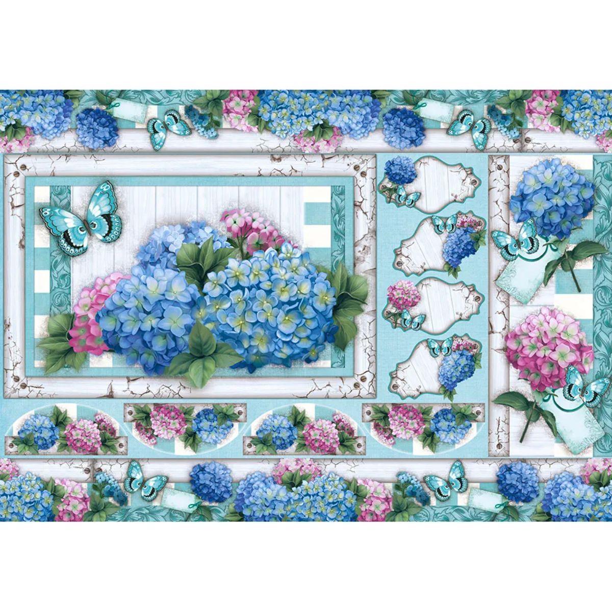 Papel Decoupage Litoarte PD-701 Moldura Flores 49x34,3cm - Palácio da Arte