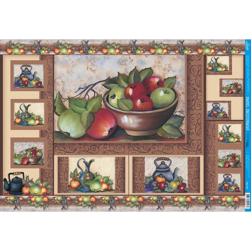 Papel Decoupage Litoarte PD-707 Frutas 49x34,3cm - Palácio da Arte