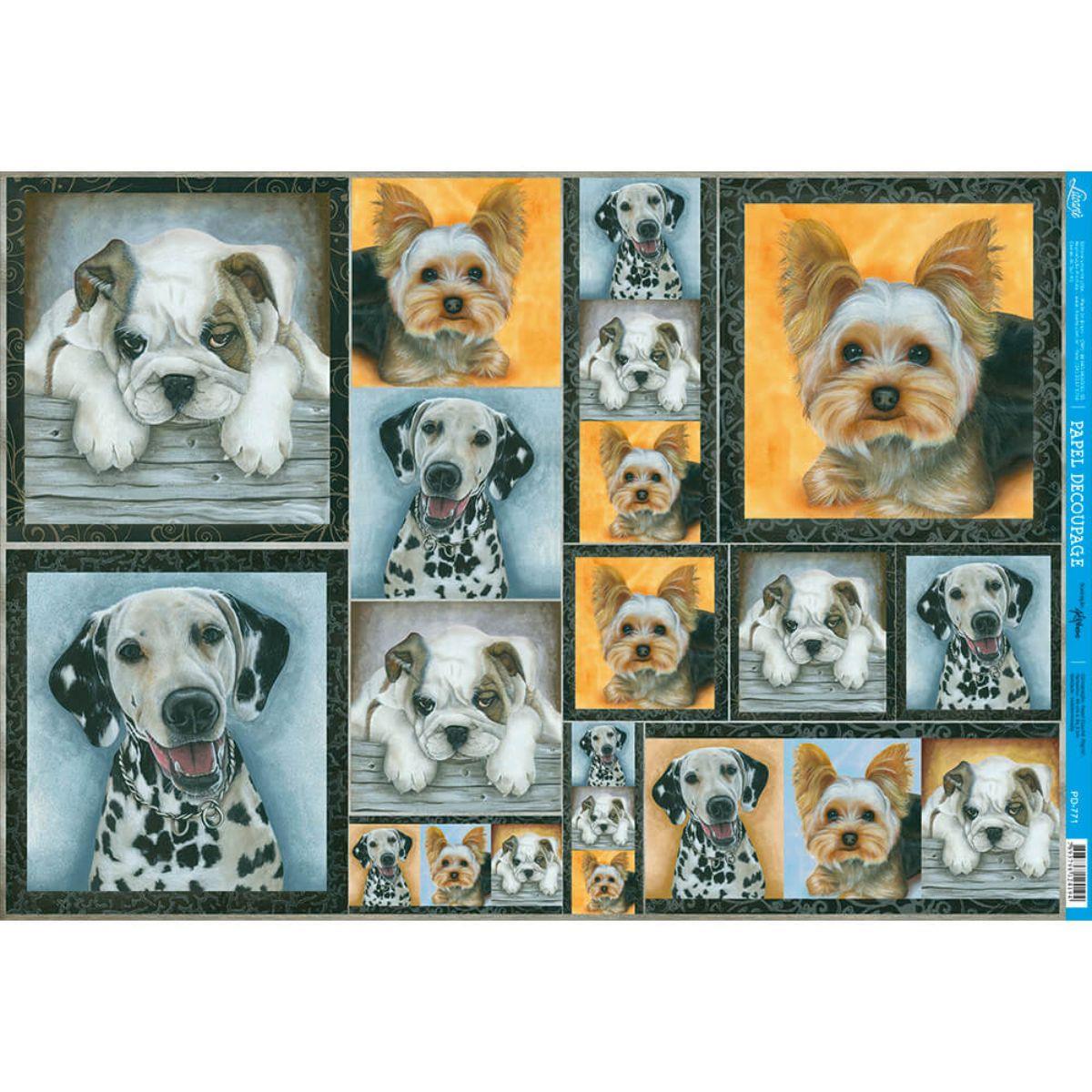 Papel Decoupage Litoarte PD-771 Cachorros 49x34,3cm - Palácio da Arte