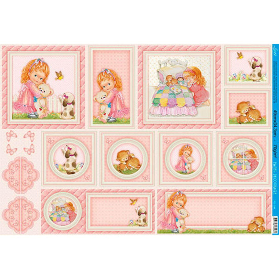 Papel Decoupage Litoarte PD-788 Menininha 49x34,3cm - Palácio da Arte