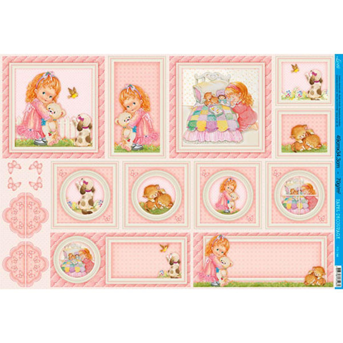 Papel Decoupage Litoarte PD-788 Menininha 49x34,3cm - Palácio da Arte