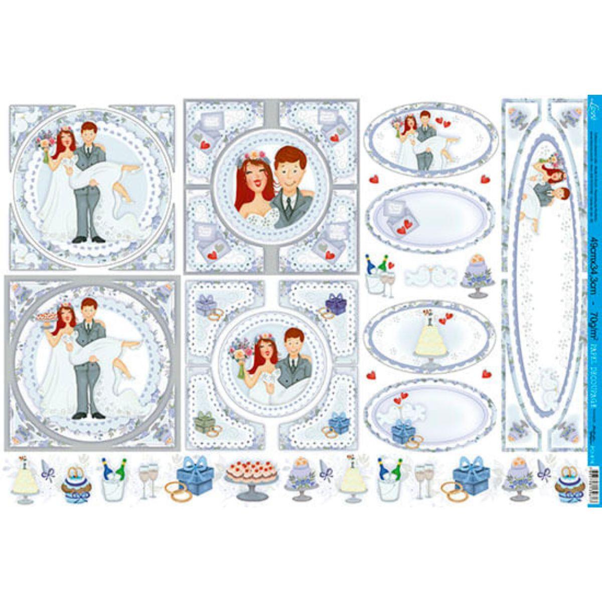 Papel Decoupage Litoarte PD-816 Casamento 49x34,3cm - Palácio da Arte