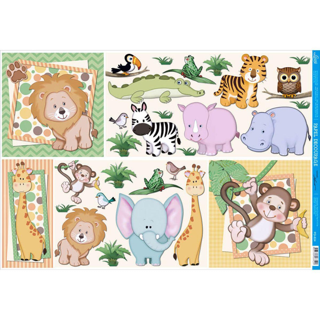 Papel Decoupage Litoarte PD-824 Animais 49x34,3cm - Palácio da Arte