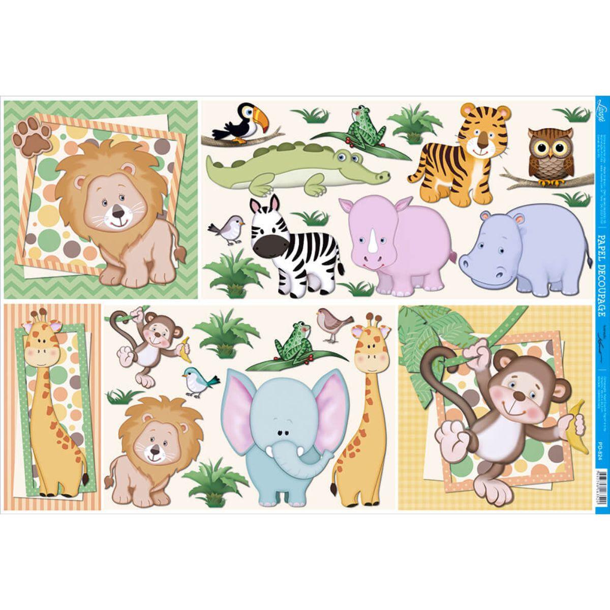 Papel Decoupage Litoarte PD-824 Animais 49x34,3cm - Palácio da Arte