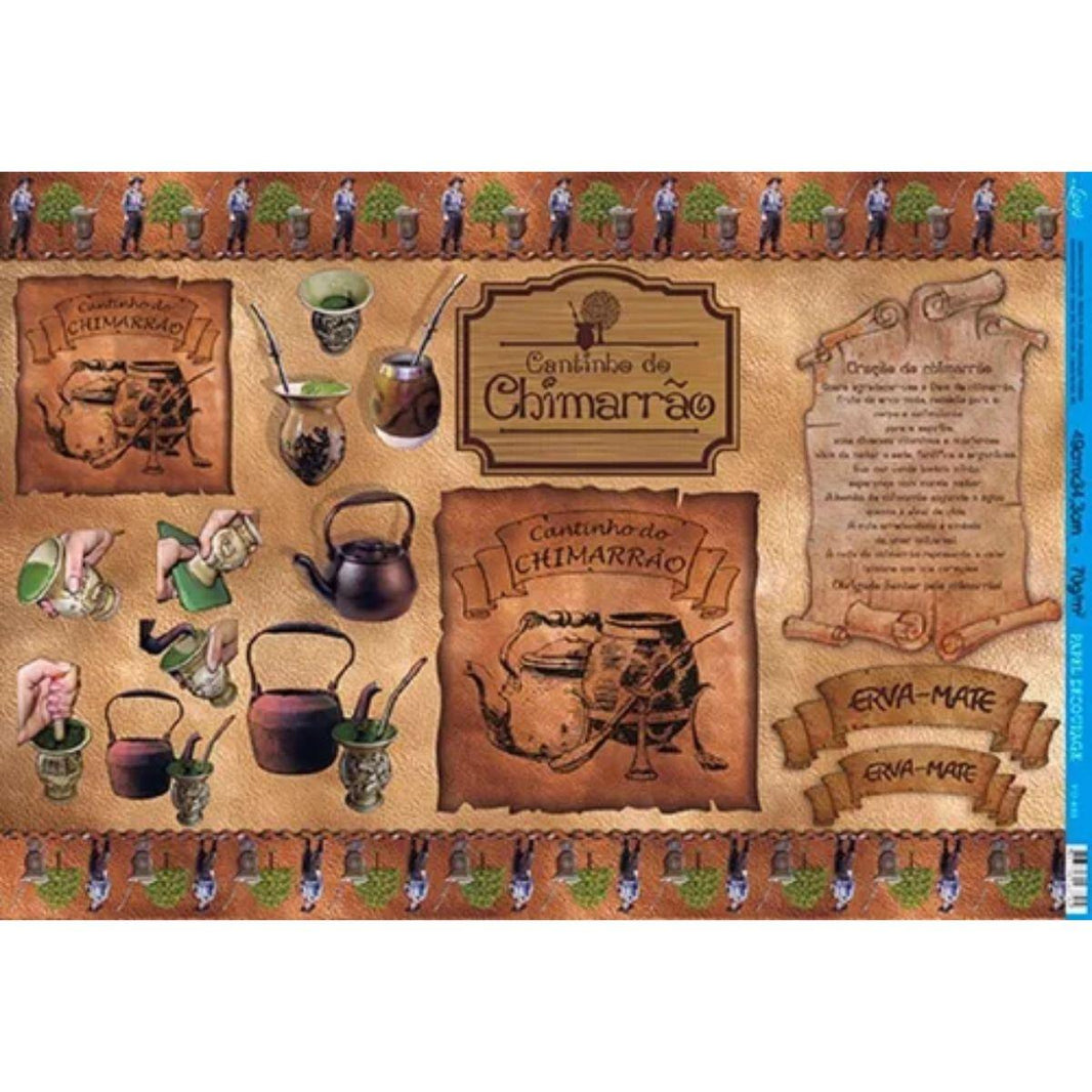 Papel Decoupage Litoarte PD-833 Chimarrão 49x34,3cm - Palácio da Arte