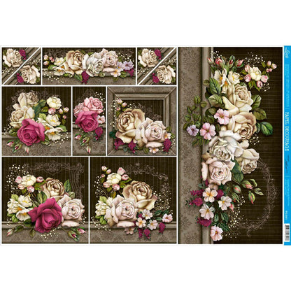 Papel Decoupage Litoarte PD-891 Flores III 49x34,3cm - Palácio da Arte