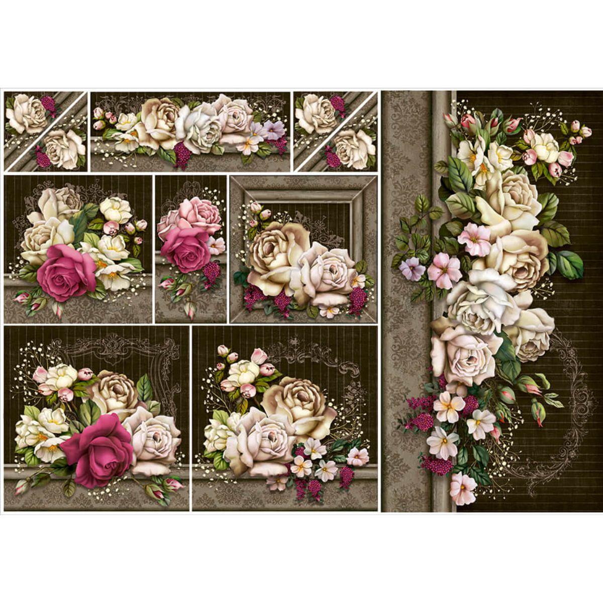 Papel Decoupage Litoarte PD-891 Flores III 49x34,3cm - Palácio da Arte