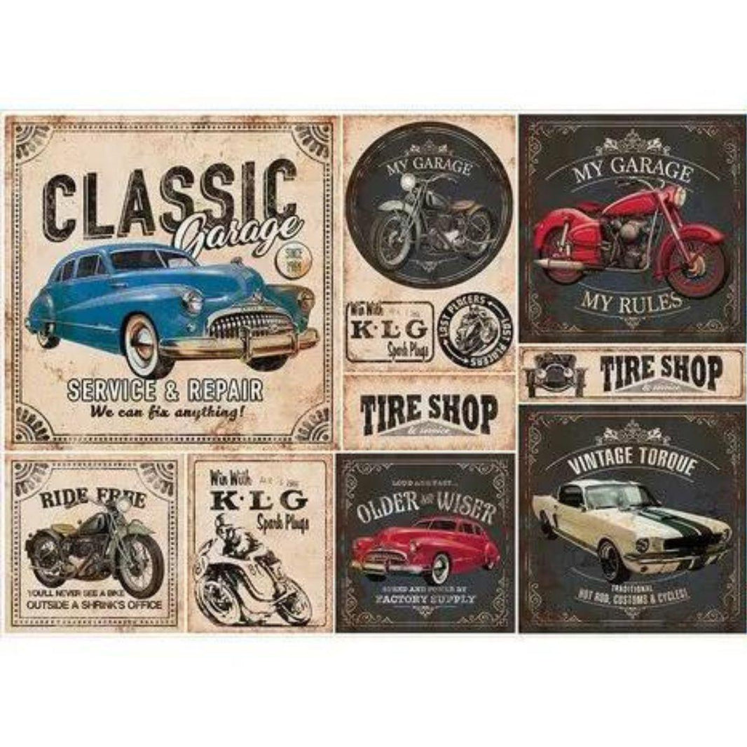 Papel Decoupage Litoarte PD-902 Motos e Carros Antigos 49x34,3cm - Palácio da Arte