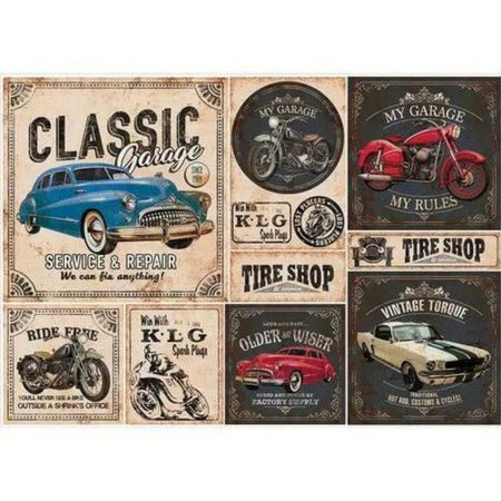 Papel Decoupage Litoarte PD-902 Motos e Carros Antigos 49x34,3cm - Palácio da Arte