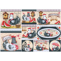 Papel Decoupage Litoarte PD-915 Galinhas com Laços Vermelhos 49x34,3cm - Palácio da Arte