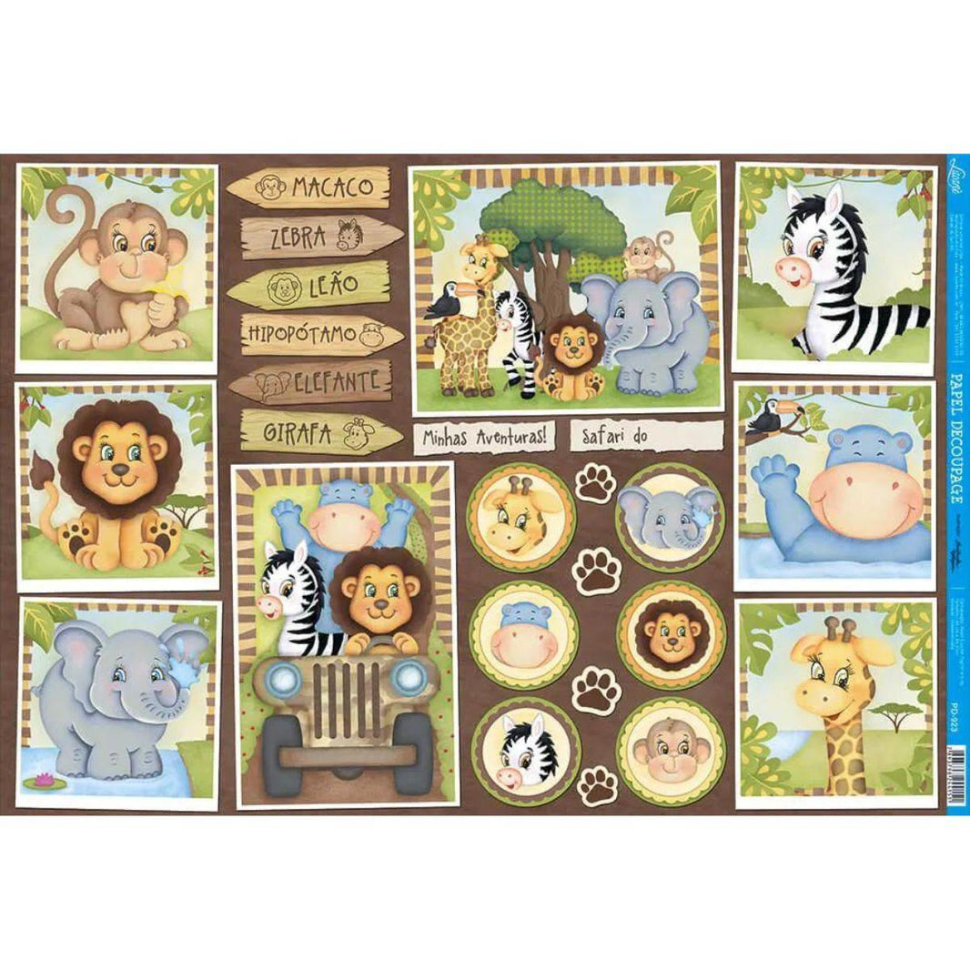 Papel Decoupage Litoarte PD-923 Safari 49x34,3cm - Palácio da Arte