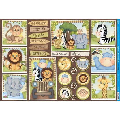Papel Decoupage Litoarte PD-923 Safari 49x34,3cm - Palácio da Arte