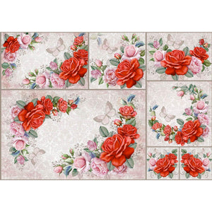 Papel Decoupage Litoarte PD-970 Guirlanda de Rosas 49x34,3cm - Palácio da Arte