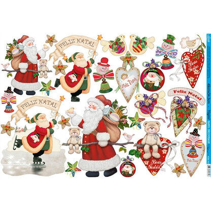 Papel Decoupage Litoarte PDN-113 Natal Papais Noéis 49x34cm - Palácio da Arte