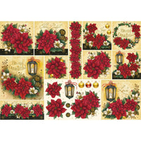 Papel Decoupage Litoarte PDN-125 Natal Poinsétias e Luminária 49x34cm - Palácio da Arte
