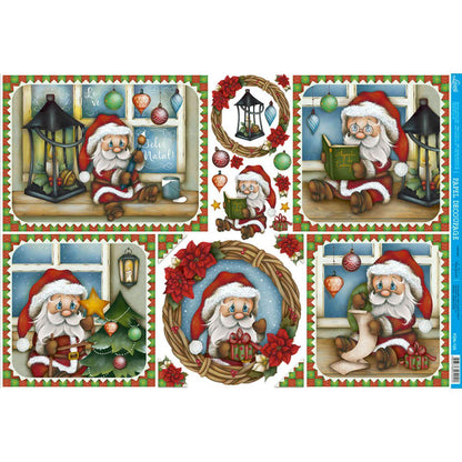 Papel Decoupage Litoarte PDN-126 Natal Papai Noel Pequeno 49x34,3cm - Palácio da Arte