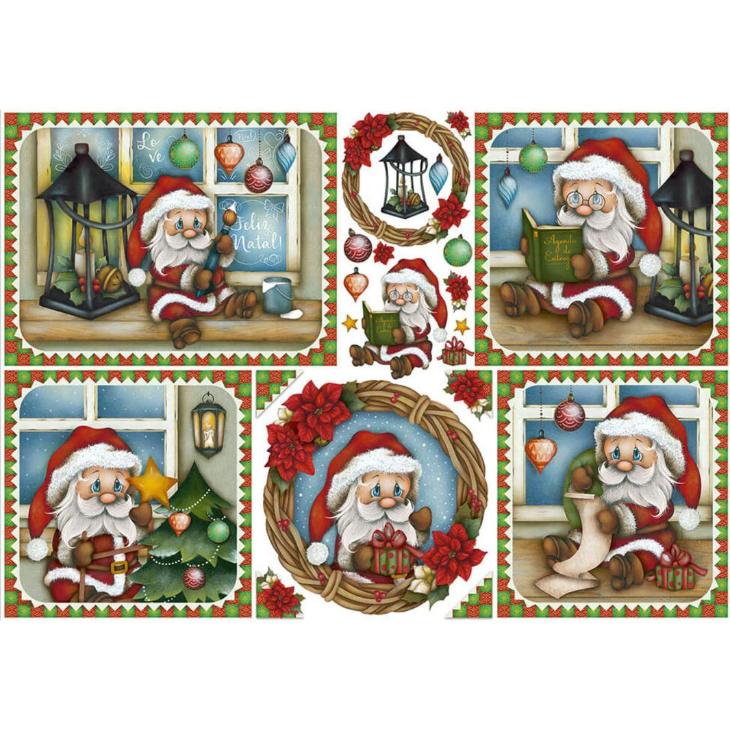 Papel Decoupage Litoarte PDN-126 Natal Papai Noel Pequeno 49x34,3cm - Palácio da Arte