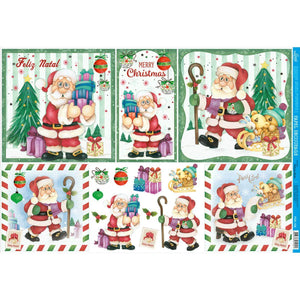 Papel Decoupage Litoarte PDN-128 49x34 Natal Papai Noel e Bichinhos - Palácio da Arte