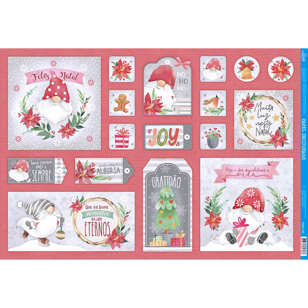 Papel Decoupage Litoarte PDN-142 49x34 Natal Papai Noel - Palácio da Arte