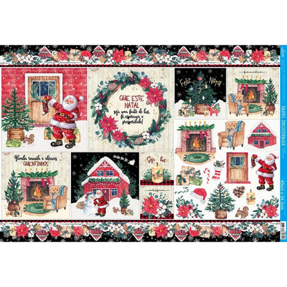 Papel Decoupage Litoarte PDN-143 Natal Que Este Natal 49x34,3cm - Palácio da Arte