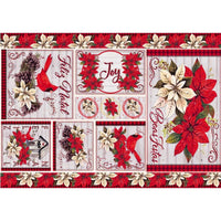 Papel Decoupage Litoarte PDN-144 Natal Feliz Natal Poinsettia 49x34,3cm - Palácio da Arte
