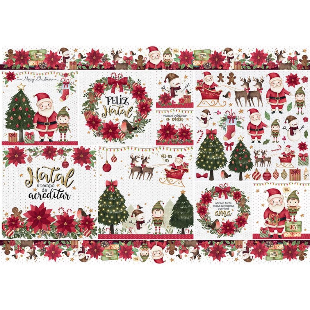 Papel Decoupage Litoarte PDN-145 Feliz Natal 49x34,3cm - Palácio da Arte