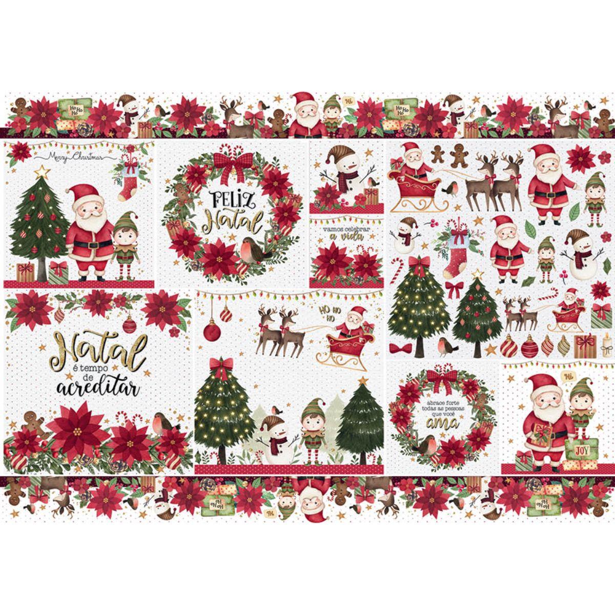 Papel Decoupage Litoarte PDN-145 Feliz Natal 49x34,3cm - Palácio da Arte