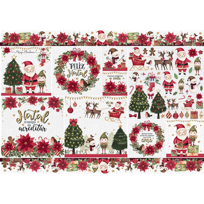 Papel Decoupage Litoarte PDN-145 Feliz Natal 49x34,3cm - Palácio da Arte