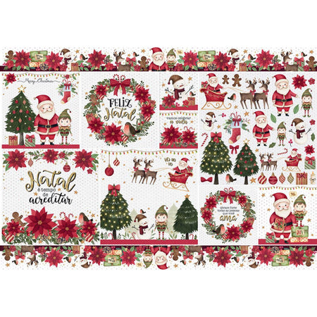Papel Decoupage Litoarte PDN-145 Feliz Natal 49x34,3cm - Palácio da Arte